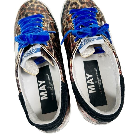 GOLDEN GOOSE May Sneaker in Leopard Laminated & Bluette Velvet Laces EU 39 - Picture 7 of 12
